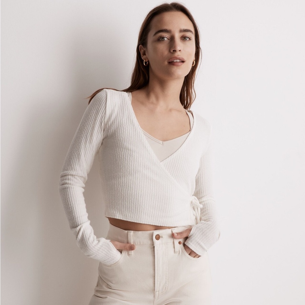 MWL Ribbed V-Neck Wrap Top